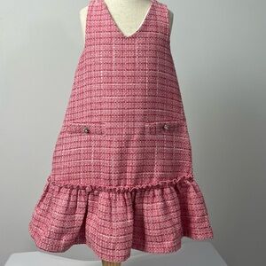 Rachel Zoe Girls Pink Tweed Ruffle Hem Dress Size 5T